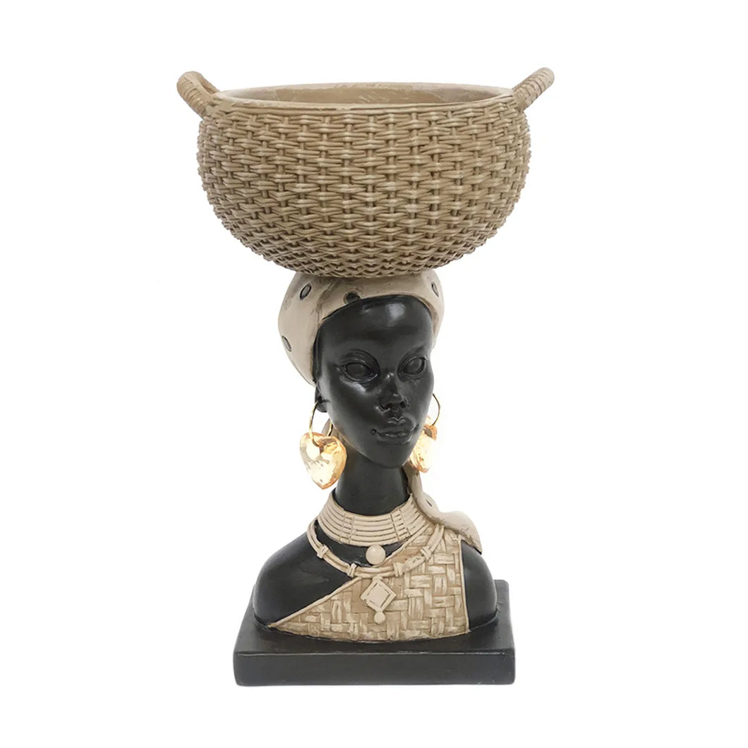 STATUETA FEMEIE AFRICANA CU BOL